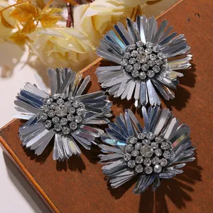 Zilveren pailletten strass bloem DIY bedels broche accessoires voor handgemaakte schoenen.