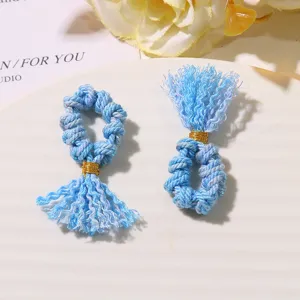 Mini nappa di cotone intrecciato fatto a mano etnico ciondolo gioielli accessori blu.