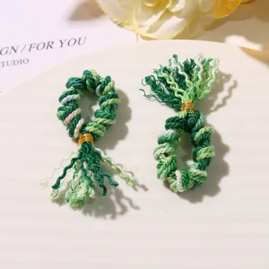 Mini nappa in cotone verde fatto a mano accessorio gioiello ciondolo fai da te, treccia.