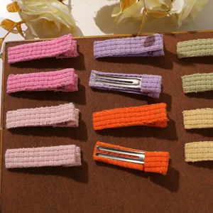 Cute children knitted hair clips candy color sweet hair accessories for daily wear styling.