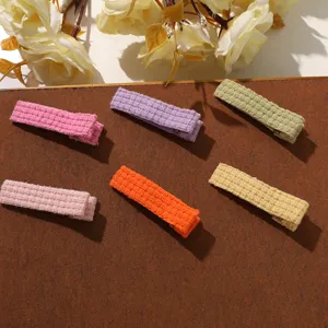 Children Cute Candy Color Knitted Hair Clips Sweet Girls Fabric Hair Barrettes Daily Hair Accessories