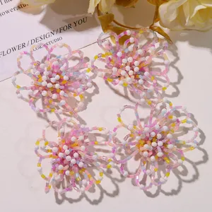 Handmade beaded hollow flower DIY accessories for earrings, hair clips and brooches.