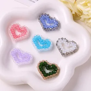 Colorful beaded heart DIY hair accessories and earrings charms, candy colors for lovely styling.