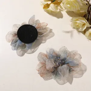 Gradient chiffon flower hair claw clip aesthetic hair accessory elegant half up hairpin