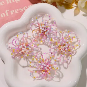Handmade beaded hollow flower DIY accessories for sweet style hair clips, ear studs and brooches.