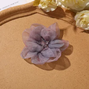 Gradient mesh flower hair clip accessory diy purple floral hairpin aesthetic multi-layer