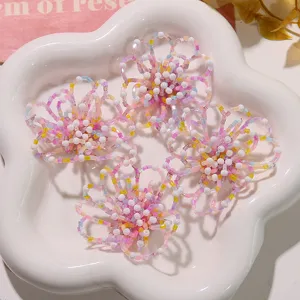 Handmade colorful beaded hollow flower DIY accessories for earrings brooches hair clips