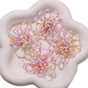 Sweet beaded hollow flower DIY accessories, perfect for summer earrings, hair clips and brooches.