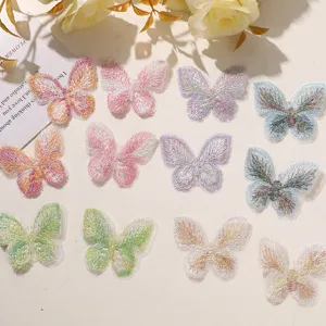 Parches de Ropa de Mariposa Bordados de Encaje de Doble Capa Tul Colorido DIY Adornos de Ropa Accesorios Artesanales Hechos a Mano