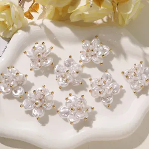 Pearl crystal camellia DIY flower shoe charms and brooch accessories, exquisite beaded detail.