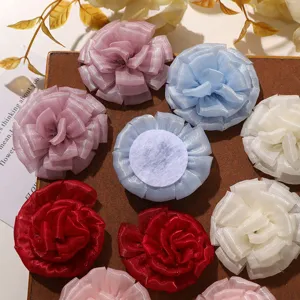 Fiori in rete multistrato accessori fai da te petali di stoffa per fermagli per capelli