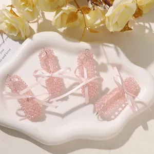 Korean Ballet Style Pink Ribbon Crystal Shoe Pendant DIY Keychain Bag Phone Cord Hanging Accessory Bowknot Beaded