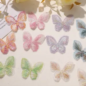 Parches de mariposa bordados de encaje de doble capa colorida para decoración de ropa y manualidades.