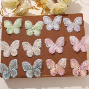 Parches de mariposa bordados de encaje de doble capa coloridos para decoración de ropa