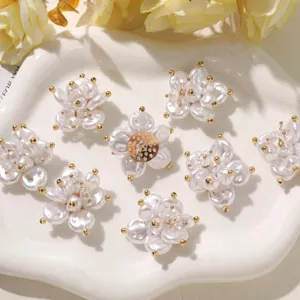 DIY pearl crystal camellia flower accessories for handmade shoes brooches earrings crafts