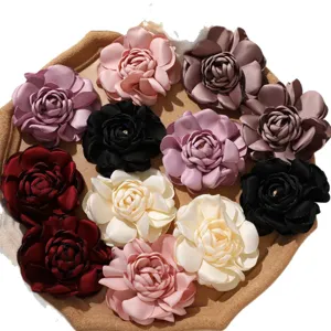 Satin Stoff Kamelie Blumen DIY Haarklammer Korsett Kleidungszubehör mehrfarbig