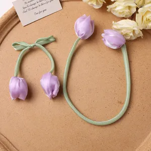 Double head tulip fabric ribbon hair accessories DIY handmade weaving hair accessory decor