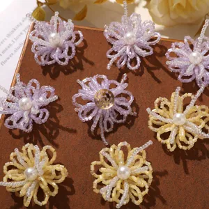 Accesorios de flores de cuentas hechos a mano para pendientes broches y zapatos