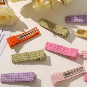 Colorful knitted hair clips sweet candy color duckbill clips for girls cute hair accessories
