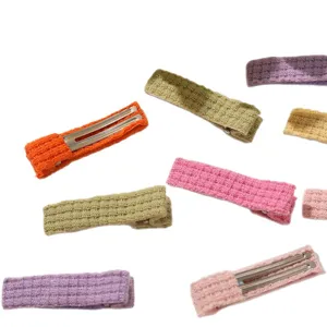 Colorful knitted hair clips for kids, cute candy color sweet hair accessories, sweet style.