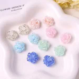 DIY handmade beaded flower accessories, macaron colors, perfect for custom hair clips and earrings.