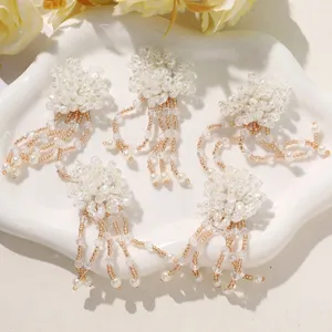 French Handmade Glass Bead Artificial Pearl Flower Tassel DIY Accessory For Earring Hair Clip Brooch Making