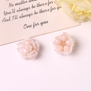 Handmade pastel beaded flower DIY accessory detail, perfect for sweet earrings and hairpins.
