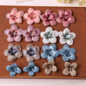 Colorful embroidered flower patches DIY gradient floral appliques for clothing and crafts.