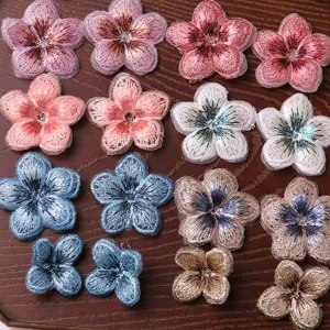 Chinese style retro flower patch embroidery five-petal flower DIY sewing appliques