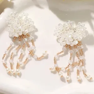 Handcrafted beaded pearl crystal tassel DIY charms for earrings hair accessories brooches
