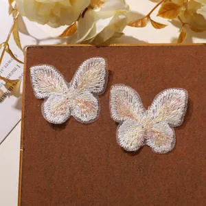 Parche de mariposa con bordado de encaje de doble capa DIY accesorios de ropa tul.
