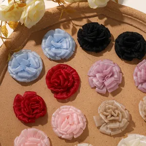 Accessori per fiori in rete multistrato, fiori in tessuto tinta unita per fermagli.