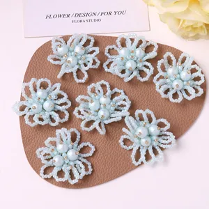 Glass Seed Beads Pearl Hollow Flower DIY Jewelry Accessories Handmade Beaded Hair Clip Brooch Clothing Decor Craft