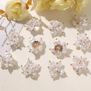 Pearl crystal flower DIY charms for shoes earrings and brooch making decorative accessories