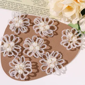 Handmade beaded faux pearl hollow flower DIY accessories for jewelry clothes crafts making.