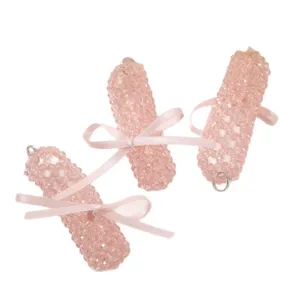Korean ballet style pink crystal beaded shoe pendant DIY cute bag charm keychain accessory