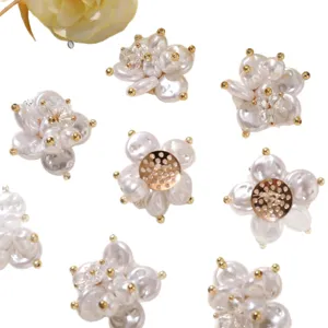 Korean style fashion luxury pearl crystal beaded camellia DIY accessories shoe clips
