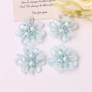 Blue beaded pearl hollow flower DIY accessories for handmade jewelry crafts earrings hair clips