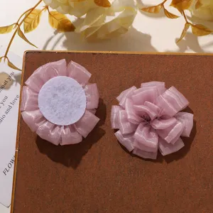 DIY fiore in rete tinta unita a piu petali accessori per capelli corsage materiale