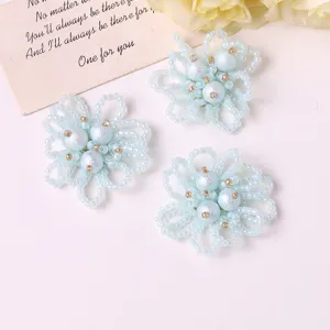 Summer blue beaded pearl hollow flower DIY accessories for earrings, hair clips and brooches.