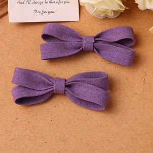 Juego de pinzas para el pelo con lazo de tela morada, accesorios DIY para mujeres y niñas.