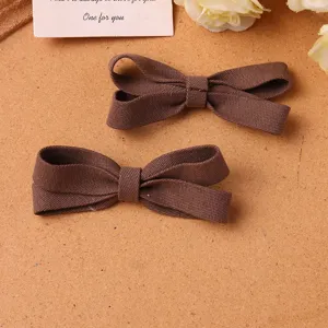 Lazos de pelo de tela marron DIY pinzas accesorios bonitos lazo artesania decoracion