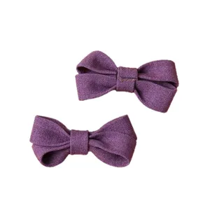 Pinza de pelo lazo de tela morada accesorio DIY bonito adorno hecho a mano 2 unidades