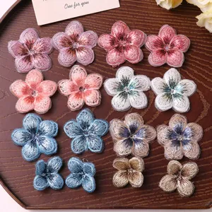 Gradient embroidered five-petal flower patches for DIY clothing, headwear and craft accessories detail