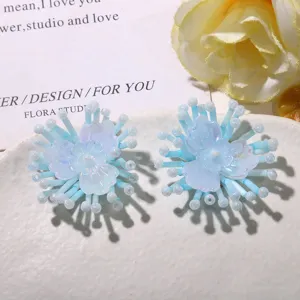 Meersalzblaue Perlenblumen Accessoires DIY süße Haarschmuck Ohrringe Schuhe Charms Stil
