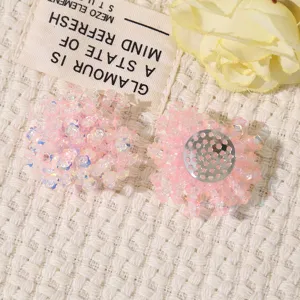 Handgemachte rosafarbene Pailletten Perlen Blumen Cluster DIY Zubehör für Ohrringe und Haarnadeln
