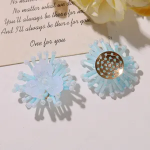 Handgemachte blaue Perlen Blumen DIY Zubehör für sommerliche Urlaubs Ohrringe Haarklammern.