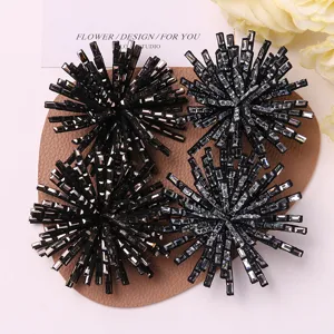 Schwarze Strass Blumen Patches glitzernde DIY Handarbeit Kleidung Accessoires Zubehör