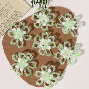 Handmade Glass Beaded Flower DIY Accessories Cute Floral Charms For Earrings Hair Clips Shoes Decoration Craft Jewelry Making