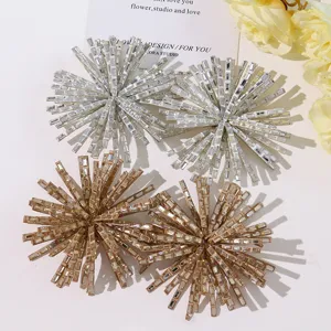 Glänzende Strass Feuerwerk Blume Aufnäher DIY handgemachte Kleidung Haar Accessoire Dekoration